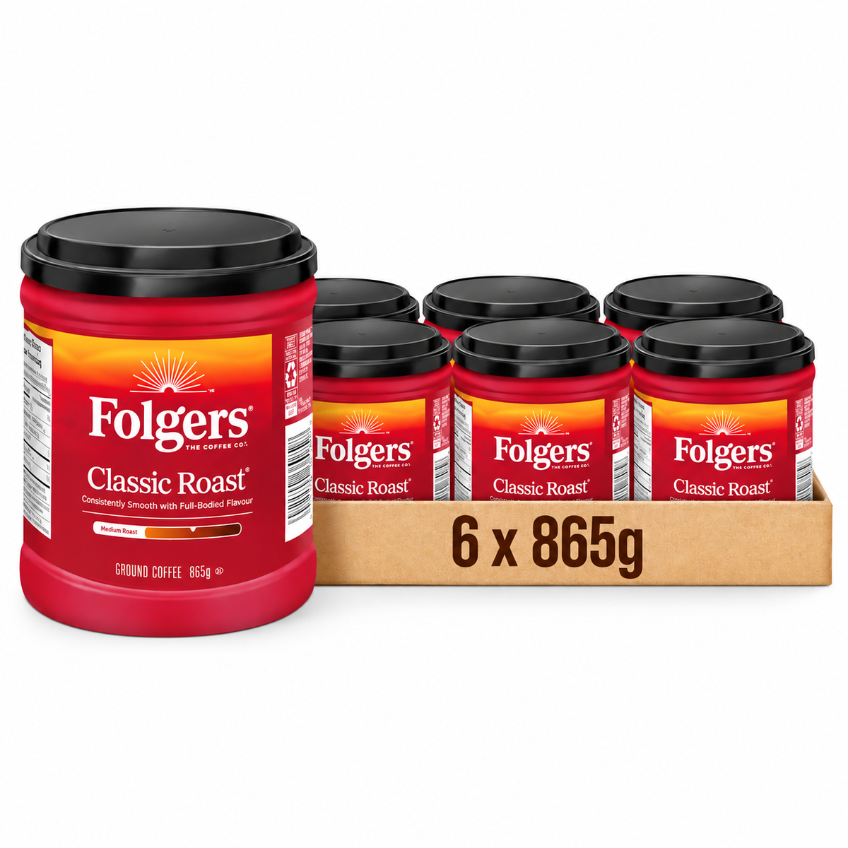 Folgers Classic Roast - Large — Case of 6 × 865g