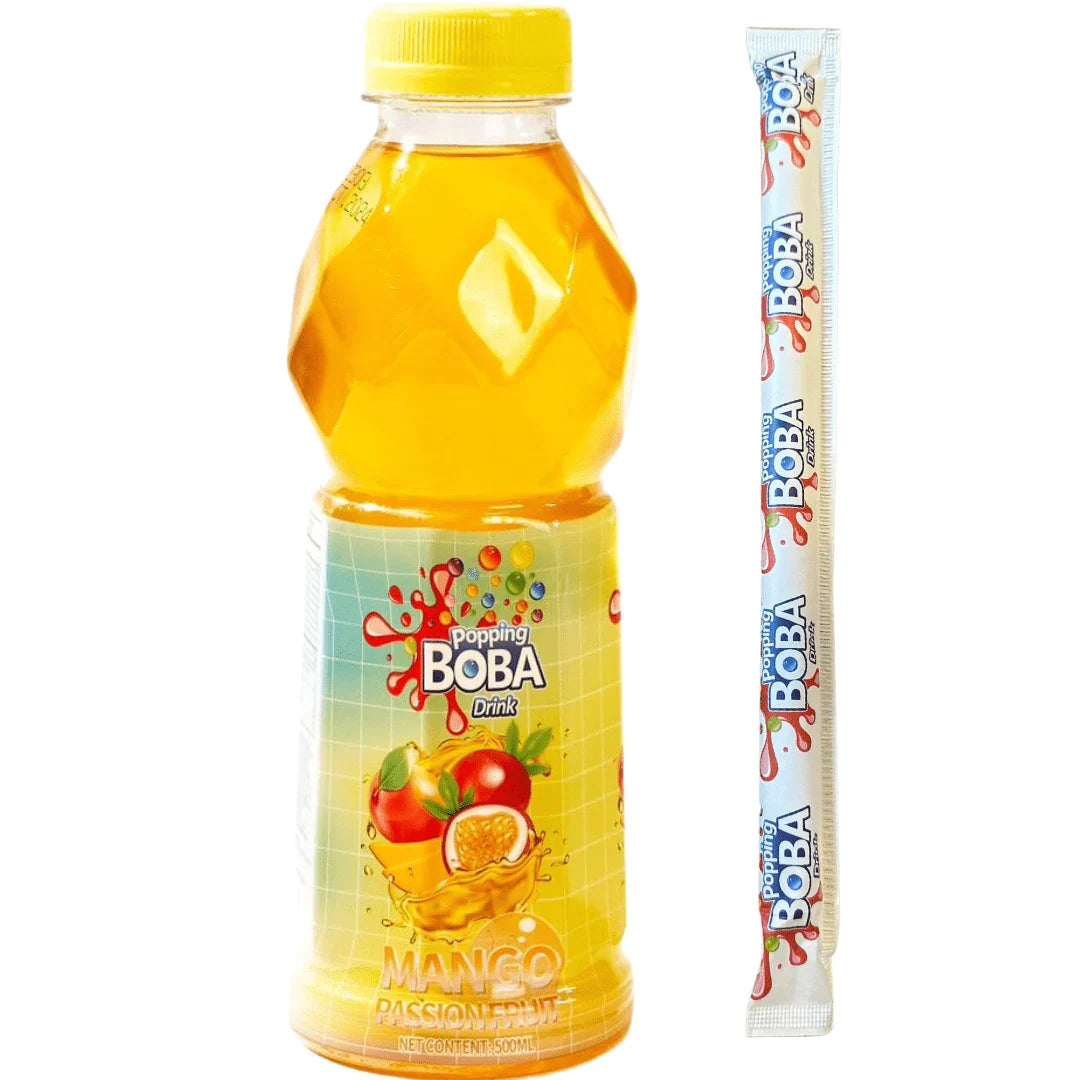 Popping Boba Mango Passionfruit Drink with Straw (12x500ml)