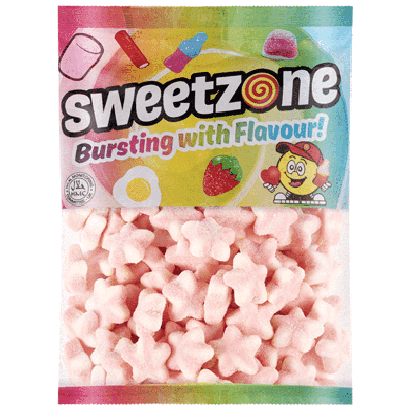 Sweetzone Fizzy Pink and White Stars Bag 1kg