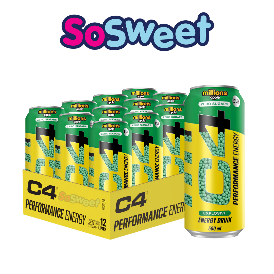 C4 Energy Millions Apple Zero Sugar Can 500ml PMP £1.59 (Case of 12)