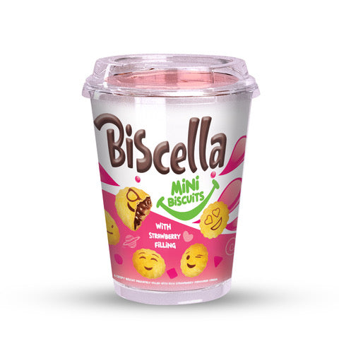 Biscella Mini Biscuits with Strawberry Filling (125g) case of 12
