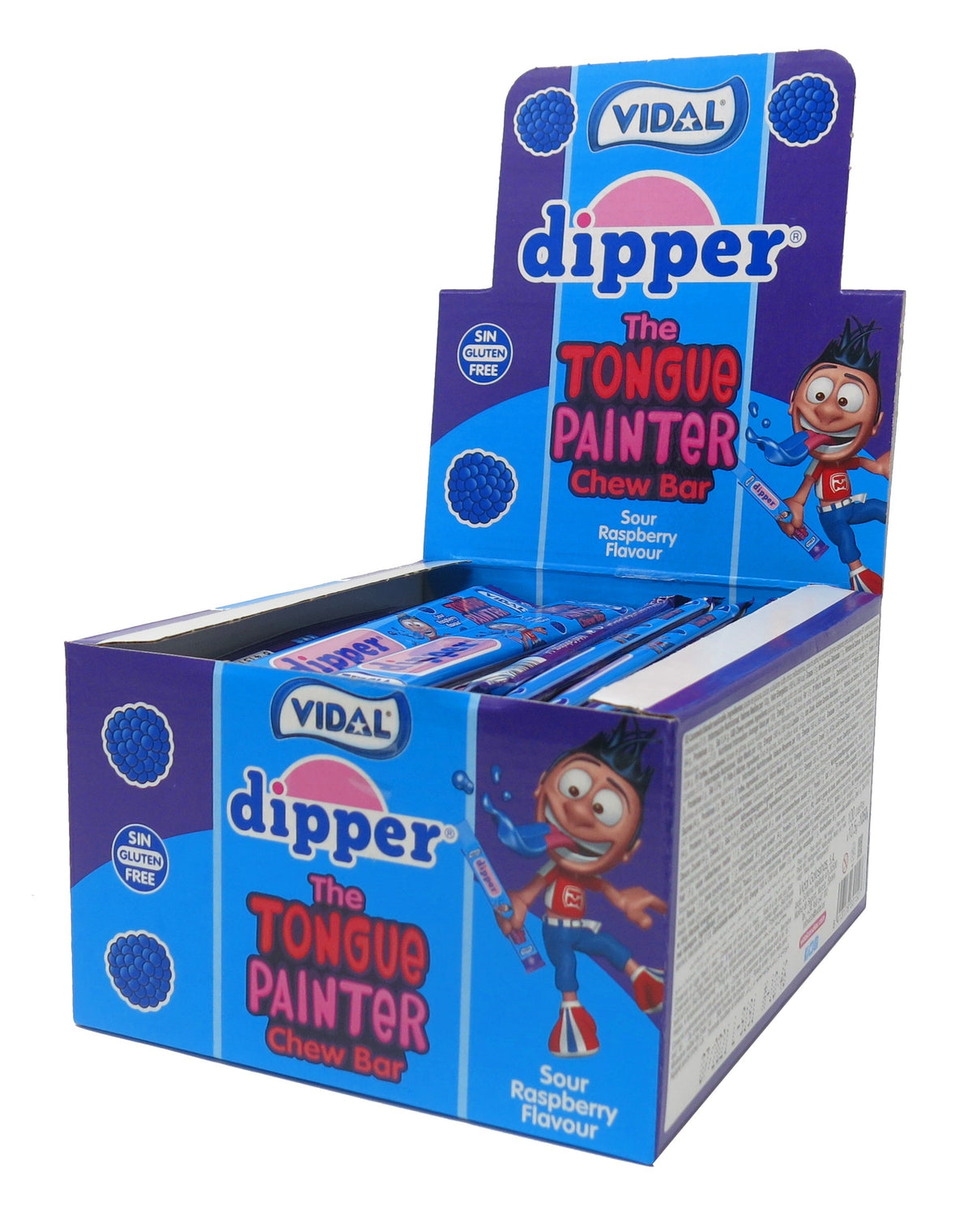 Vidal Dipper Blue Raspberry Tongue Painter Chew Bar 10.5g (Case of 100)