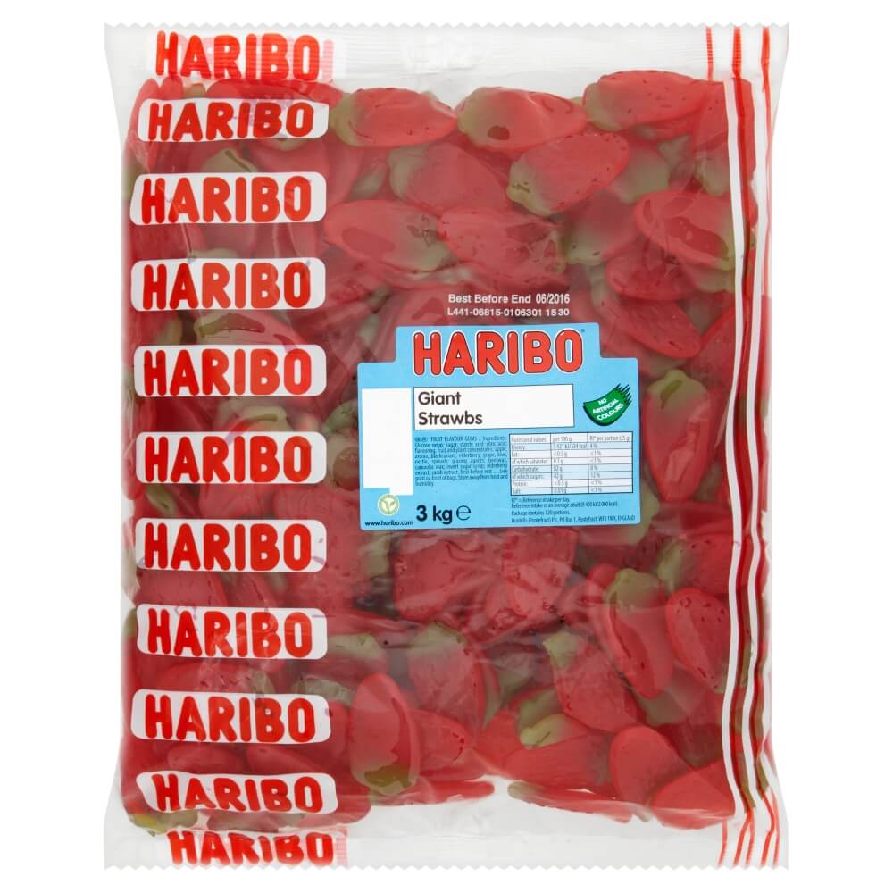 Haribo Giant Strawbs Bag 3kg