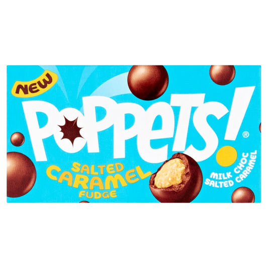 Poppets Milk Chocolate Coated Salted Caramel Fudge Box 40g (Case of 36)