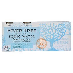 Fever-Tree Refreshingly Light Premium Indian Tonic Water 8 x 150ml Cans