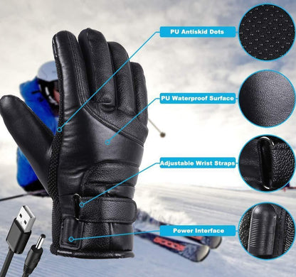 Premium Winter Waterproof Gloves -  Heated Electric Gloves with Touch Screen Sensor