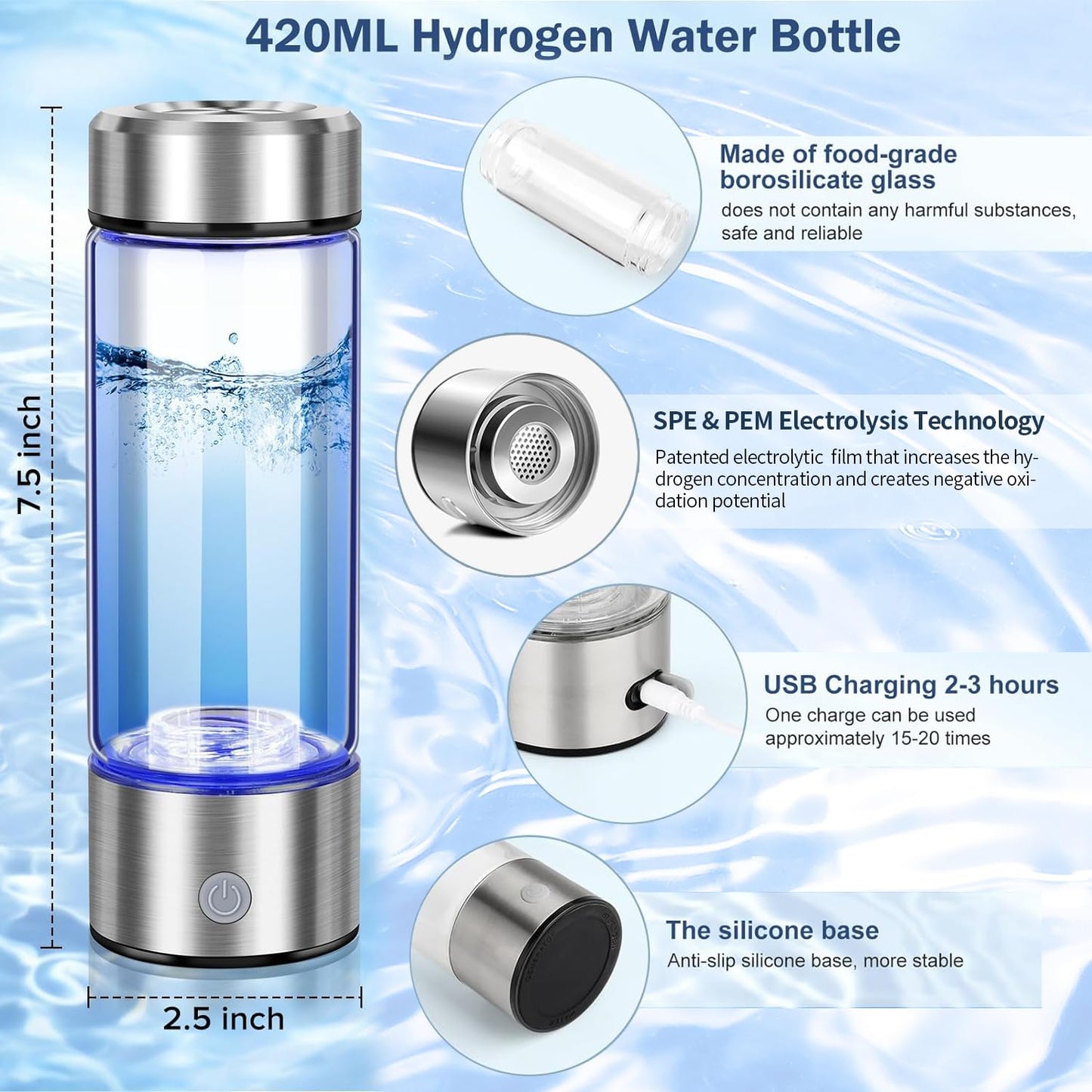 Portable Hydrogen Water Bottle