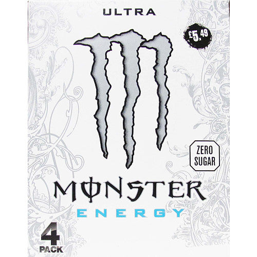 Monster Energy Ultra Zero Sugar Carbonated Drink 4 x 500ml Cans