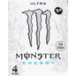 Monster Energy Ultra Zero Sugar Carbonated Drink 4 x 500ml Cans