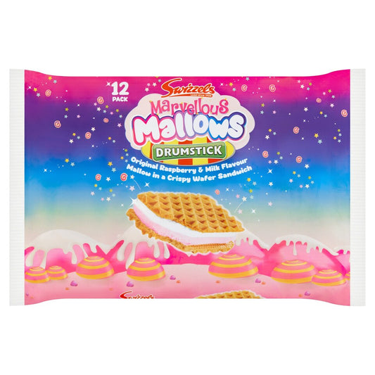 Swizzels Marvellous Mallow Wafer Sandwich 12 Pack 144g (Case of 15)