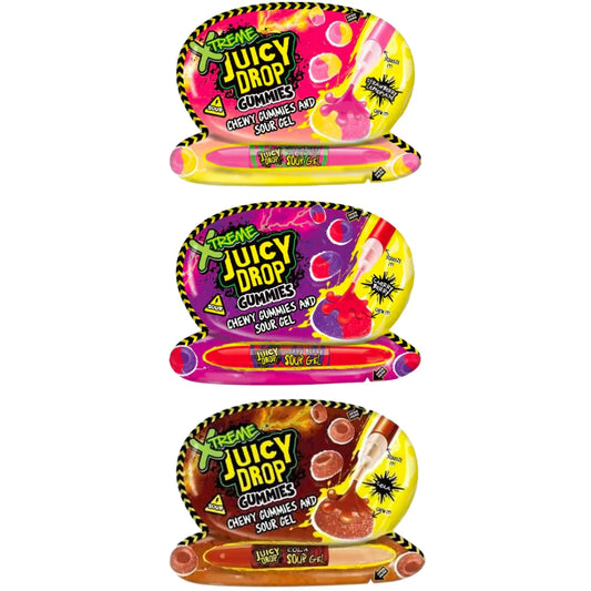 Bazooka Juicy Drop Xtreme Gummies and Sour Gel 57g (Case of 12)