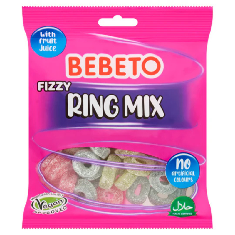 Bebeto Fizzy Ring Mix Bag 150g (Case of 10)