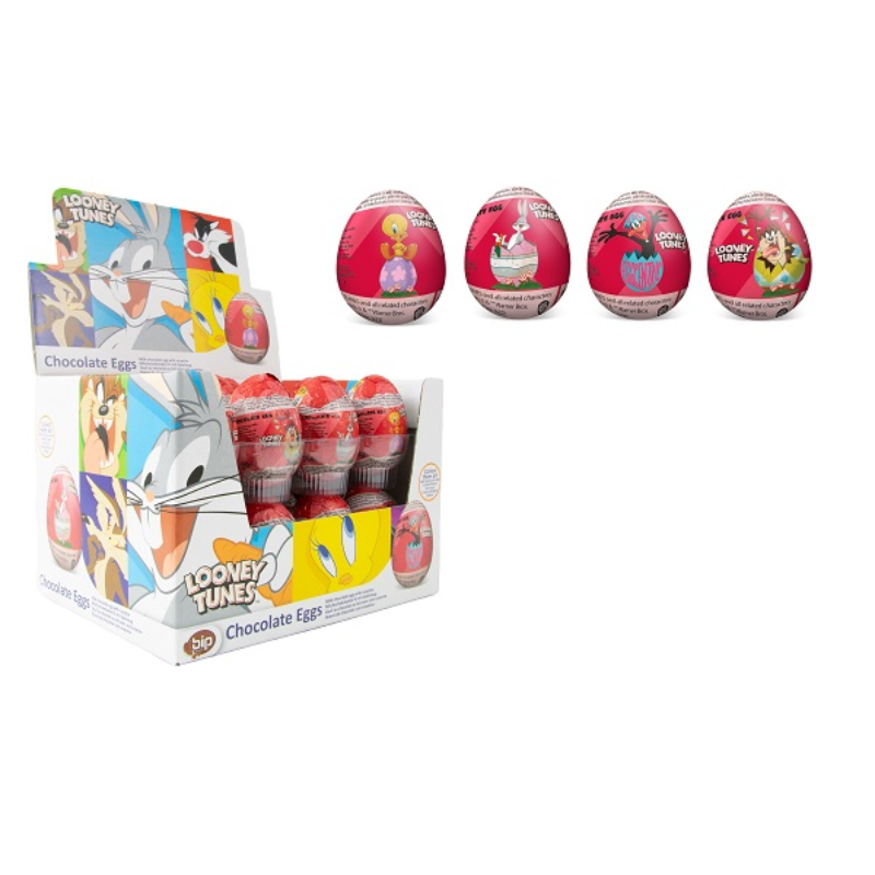 Bip Looney Tunes Surprise Eggs Milk Chocolate 20g (Case of 24)