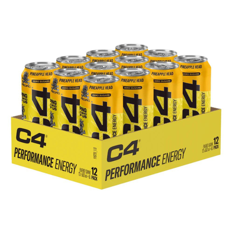 C4 Energy Pineapple Zero Sugar Can 500ml PMP £1.59 (Case of 12)