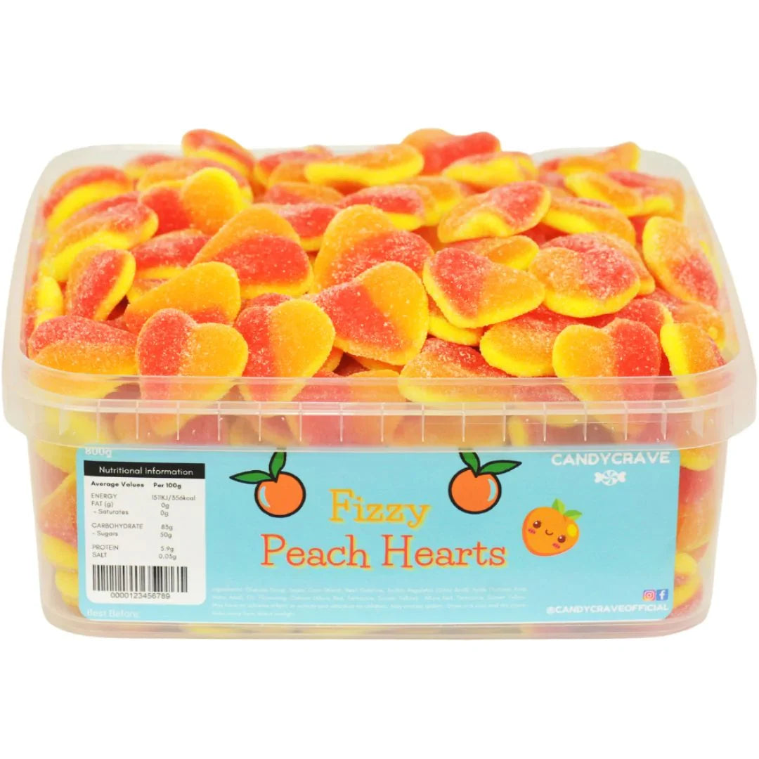 Candycrave Fizzy Peach Hearts Tub 600g