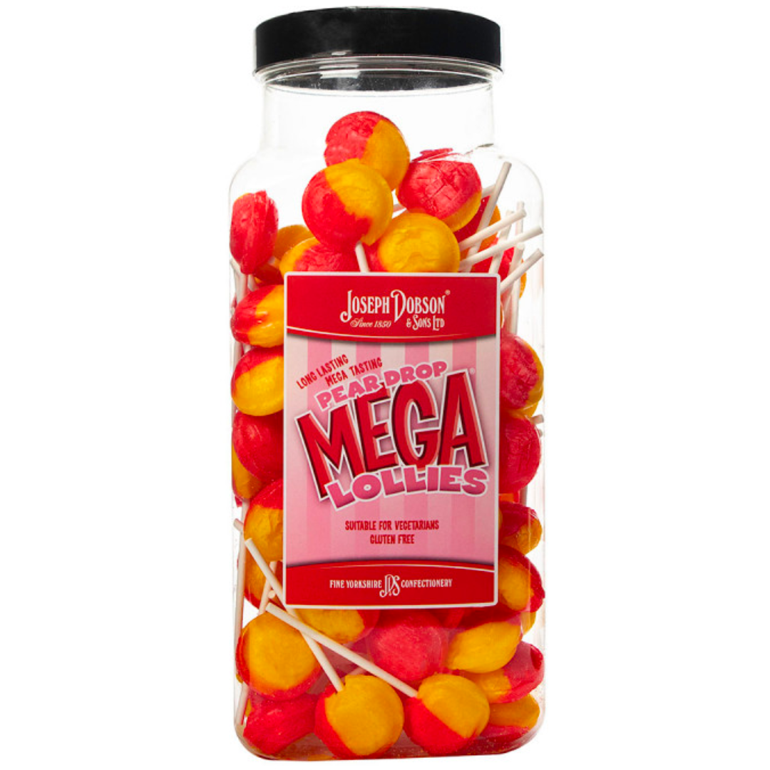 Dobsons Pear Drop Mega Lollies Jar (90 Lollys)