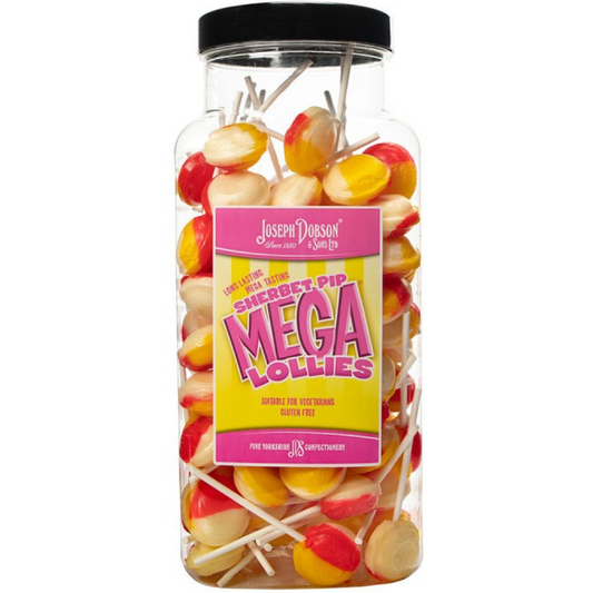 Dobsons Sherbet Pip Mega Lollies Jar (90 Lollys)