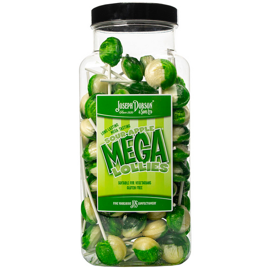 Dobsons Sour Apple Mega Lollies Jar (90 Lollys)