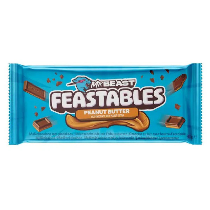 Feastables Mr Beast Peanut Butter Milk Chocolate Bar 60g (Case of 10)