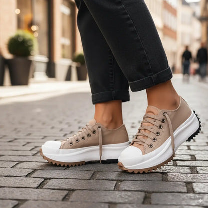 Avarati Karena Women’s Platform Sneakers – Canvas Chunky Sole Casual Shoes - AVARATI