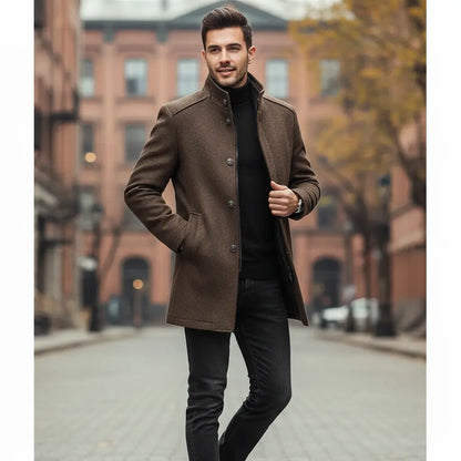 Avarati Men’s Long Sleeve Overcoat – Tailored Winter Dress Coat for Men - AVARATI