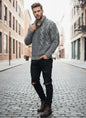 Avarati Men’s Cable Knit Sweater – Classic Knit Pullover with Elbow Patches - AVARATI