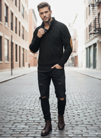 Avarati Men’s Cable Knit Sweater with Elbow Patches