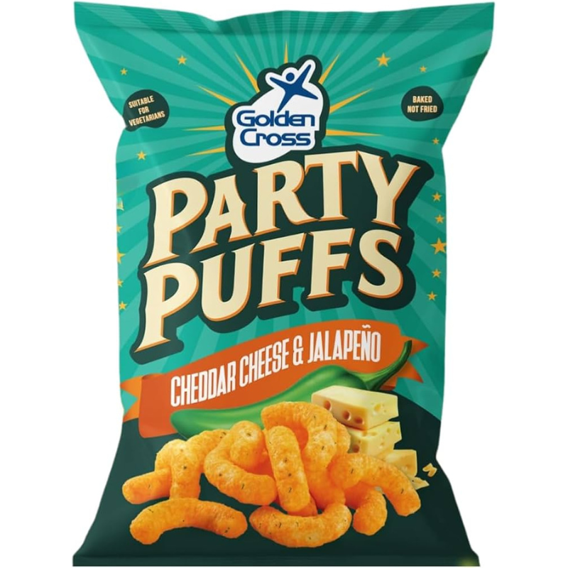 Golden Cross Party Puffs Cheddar Cheese & Jalapeno Bag 125g (Case of 12)