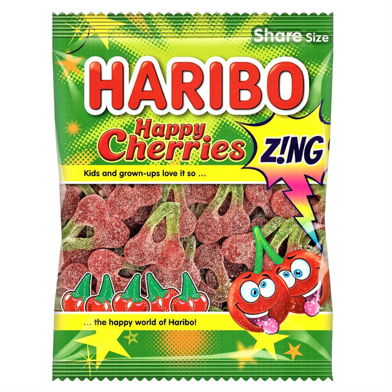Haribo Happy Cherries Zing Bag 160g (Case of 12)