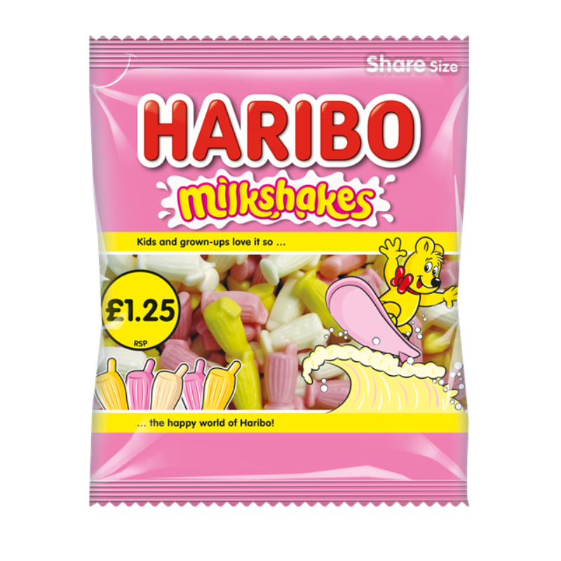 Haribo Milkshakes Bag 140g PMP £1.25 (Case of 12)