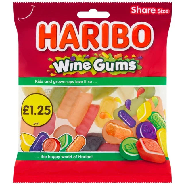 Haribo Wine Gums Bag 140g PMP £1.25 (Case of 12)