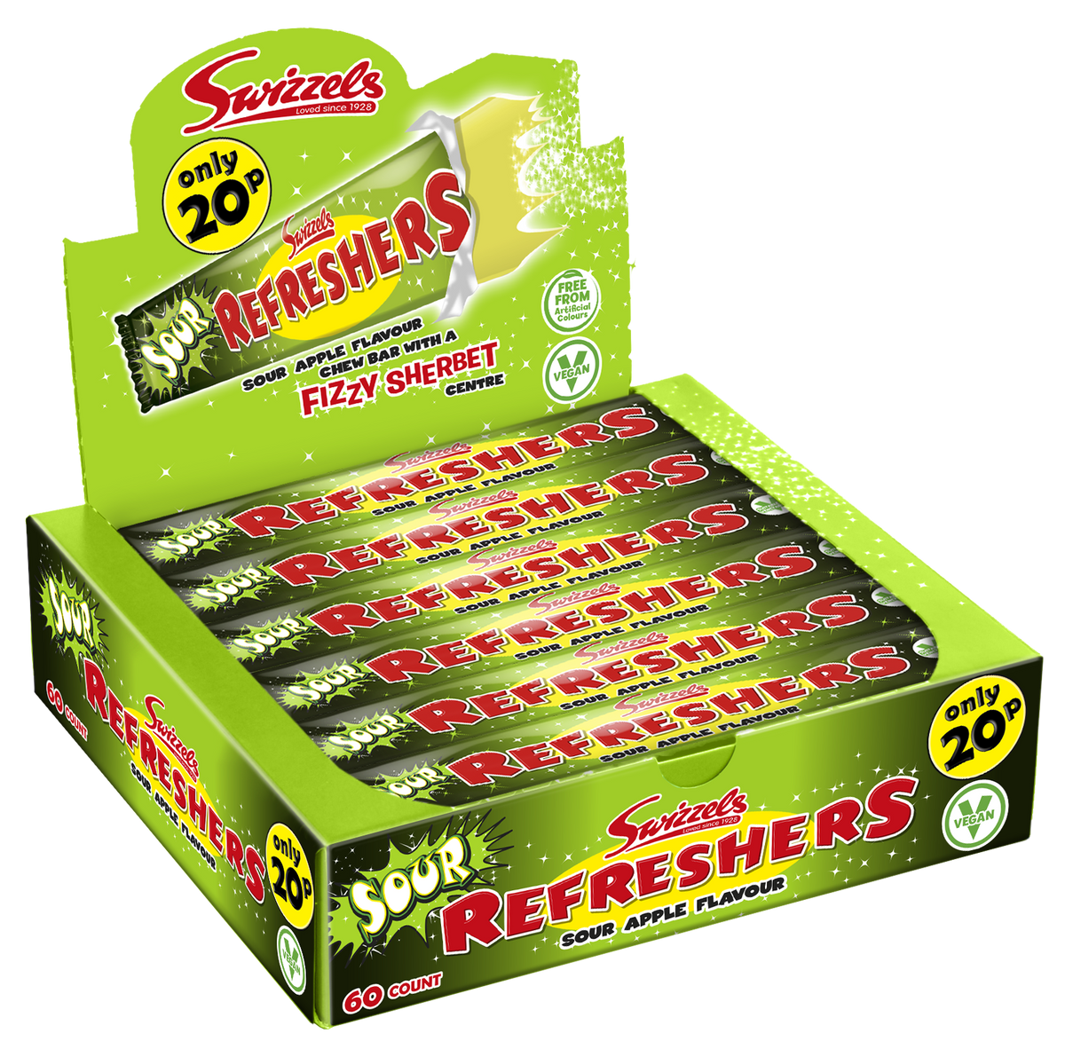 Swizzels Refreshers Sour Apple Chew Bar 18g PMP 20p (Case of 60)