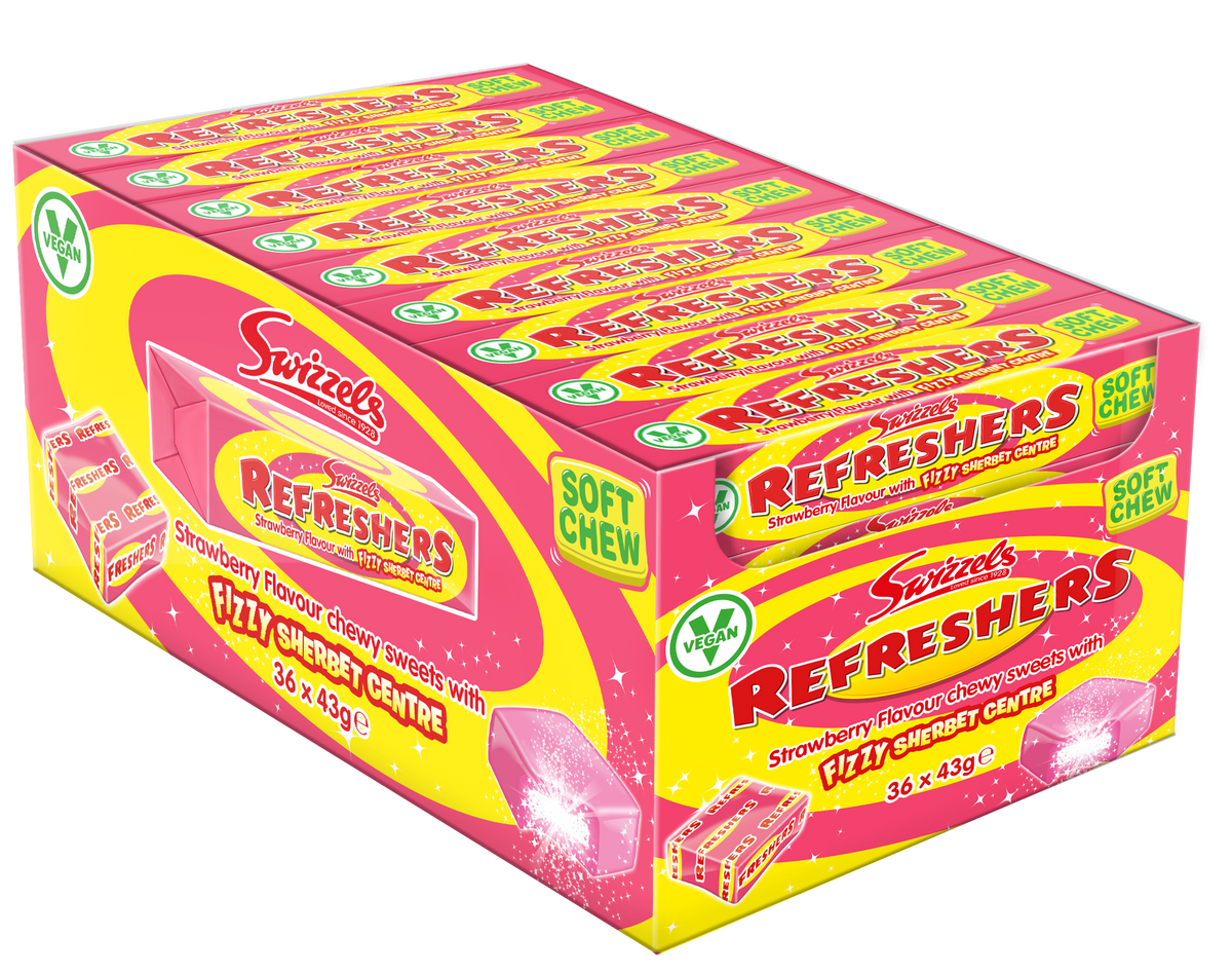 Swizzels Refresher Strawberry Stick Pack 43g (Case of 36)