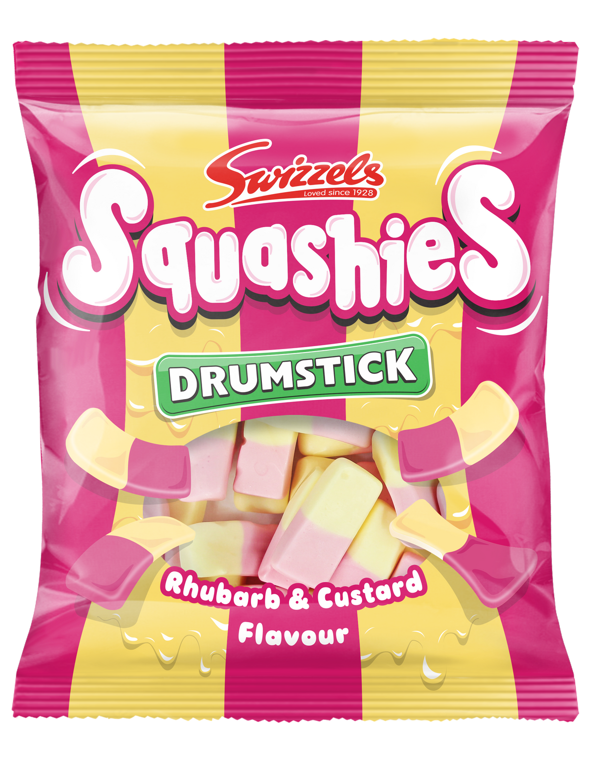 Swizzels Squashies Drumstick Rhubarb & Custard Bag 120g (Case of 12)