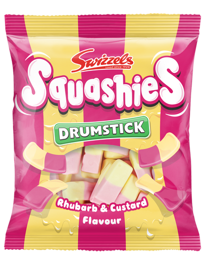 Swizzels Squashies Drumstick Rhubarb & Custard Bag 120g (Case of 12)