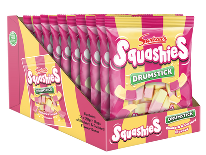 Swizzels Squashies Drumstick Rhubarb & Custard Bag 120g (Case of 12)