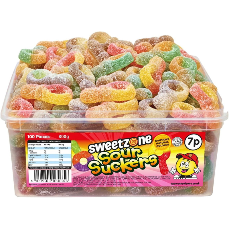 Sweetzone Sour Suckers Tub 800g