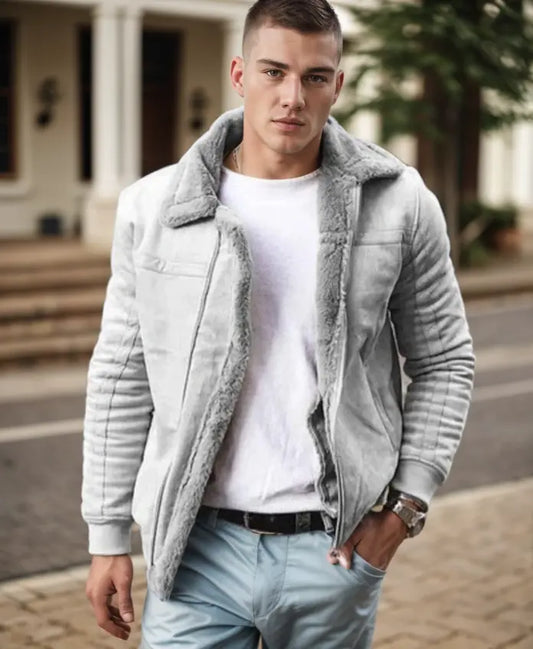 Avarati Men’s Shearling Lined Winter Jacket – Faux Leather Warm Insulated Coat - AVARATI