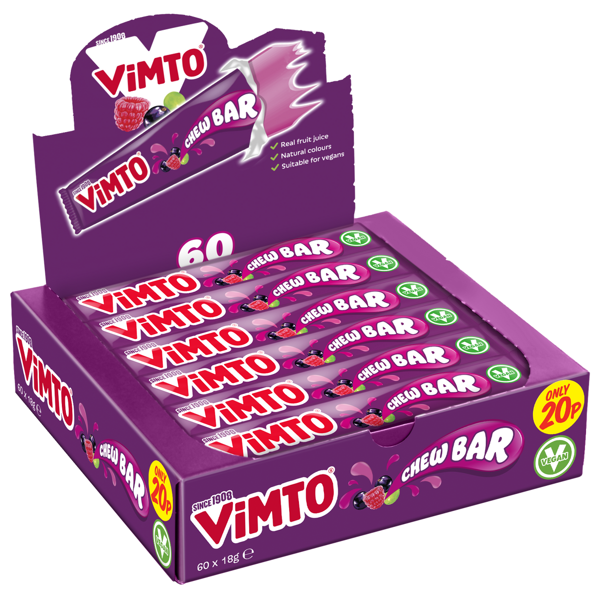 Swizzels Vimto Chew Bars 18g PMP 20p (Case of 60)
