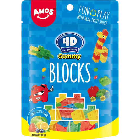 Amos 4D Gummy Blocks Pouch 198g (Case of 12)