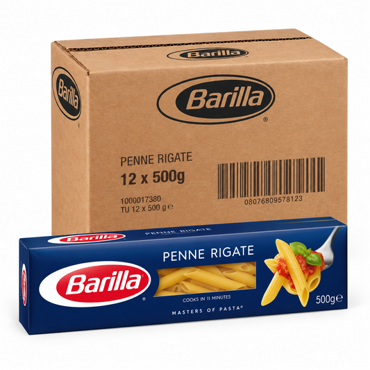 Barilla Penne Rigate — Case of 12 × 500g