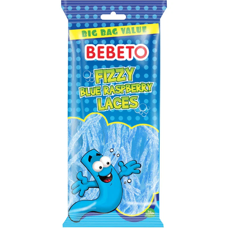 Bebeto Fizzy Blue Raspberry Laces Bag 160g £1 PMP (Case of 12)
