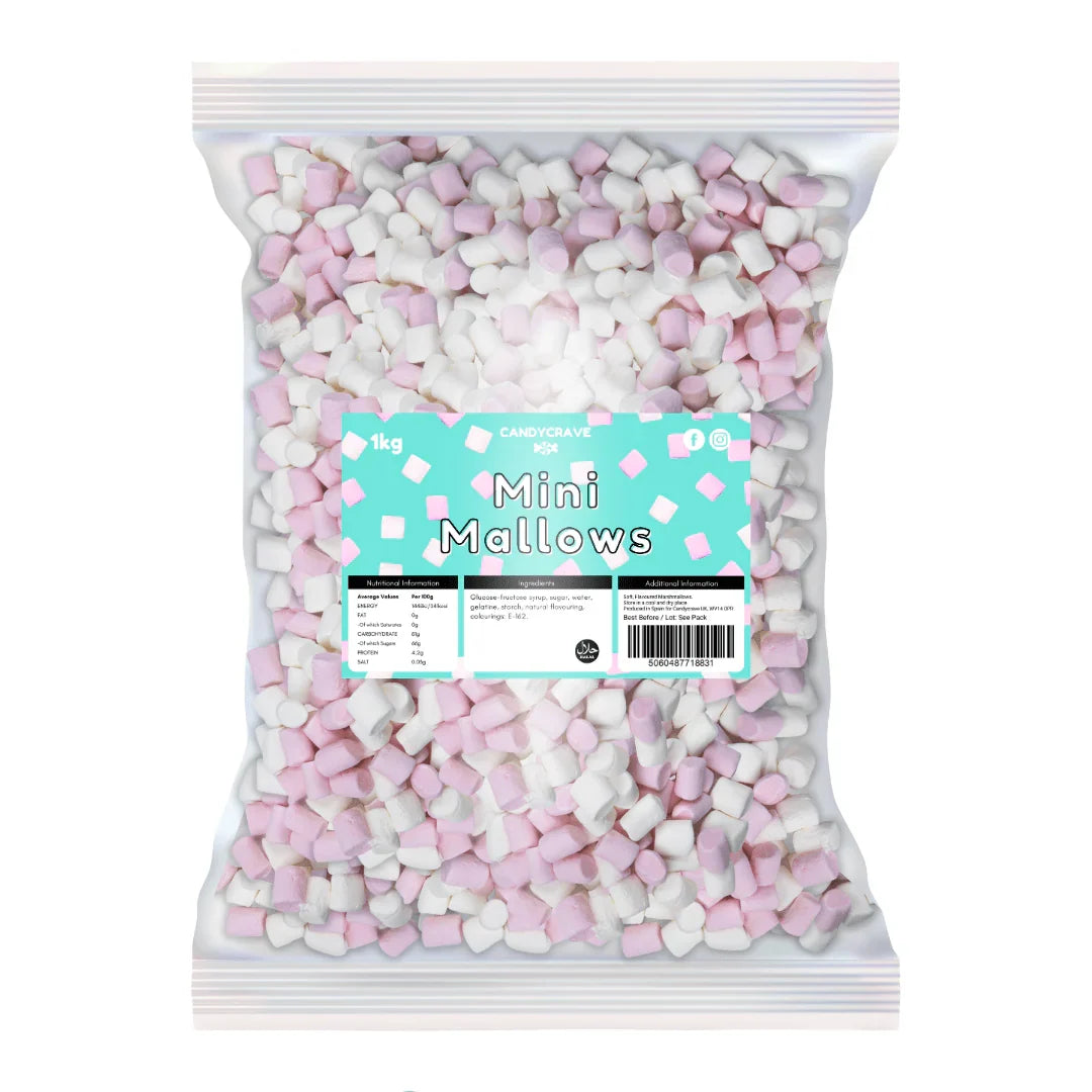 CandyCrave Mallows Mini Pink & White Bag 1kg