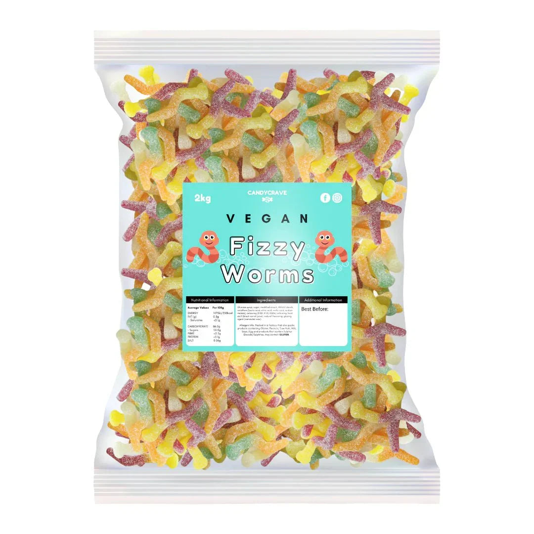 CandyCrave Vegan Fizzy Worms Bag 2kg