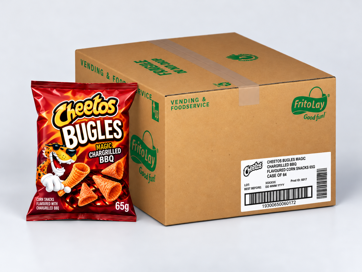 Cheetos Bugles Magic Chargrilled BBQ — Case of 80 × 65g