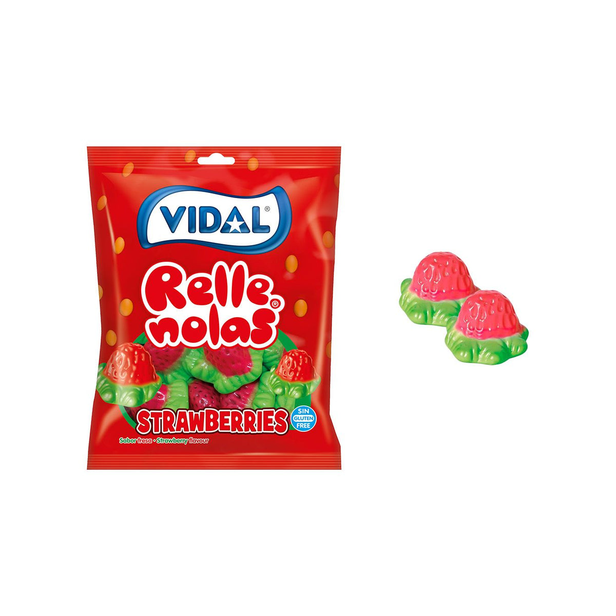 Vidal Jelly Filled Strawberries Bag 90g (Case of 14)