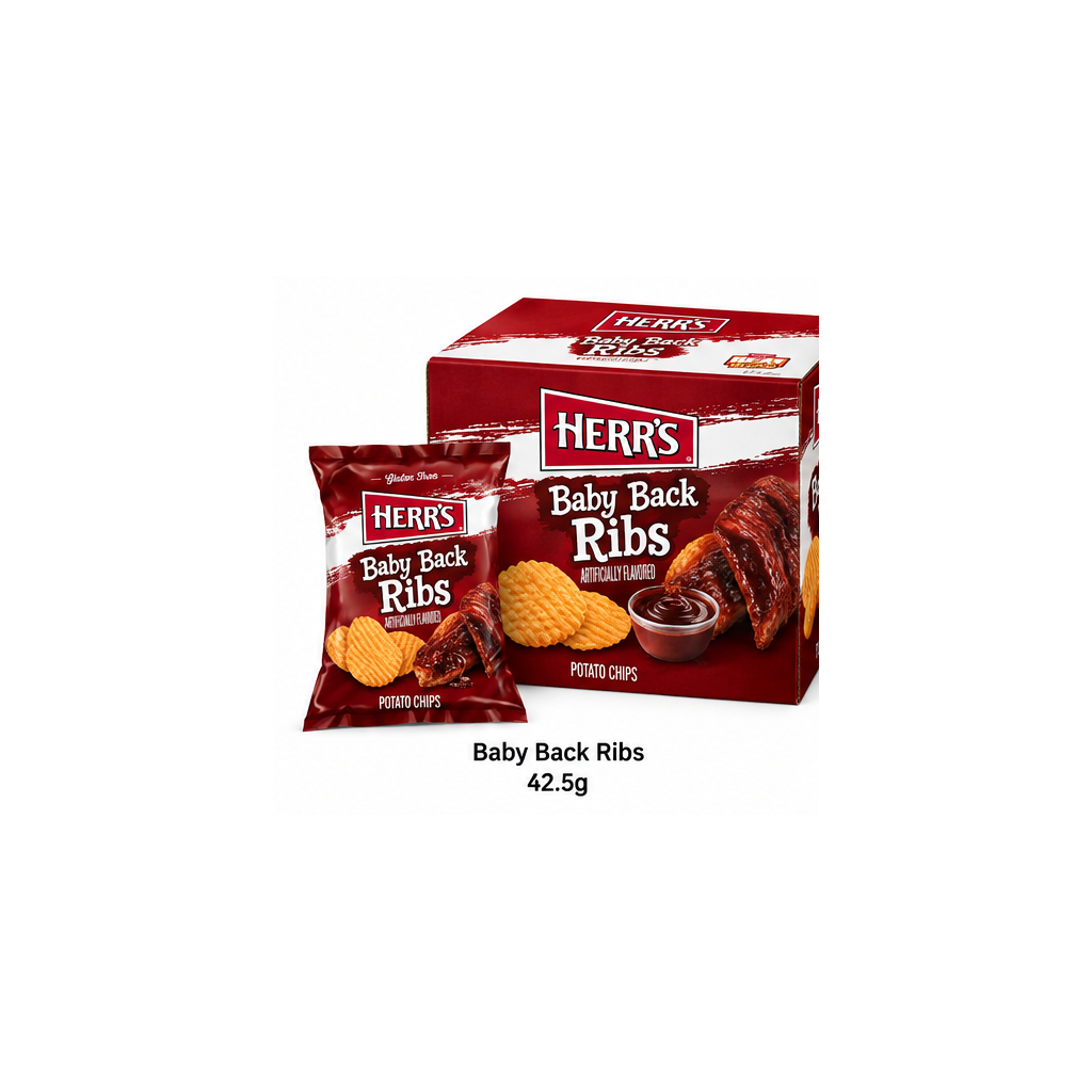 Herr's Baby Back Ribs Potato Chips — Case of 24 × 42.5g