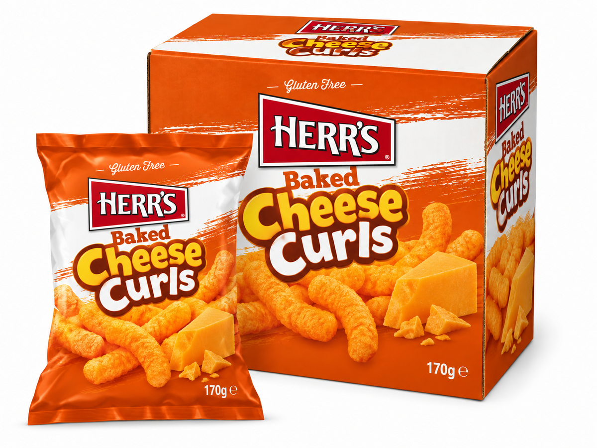 Herr's Baked Cheese Curls — Case of 12 × 170g