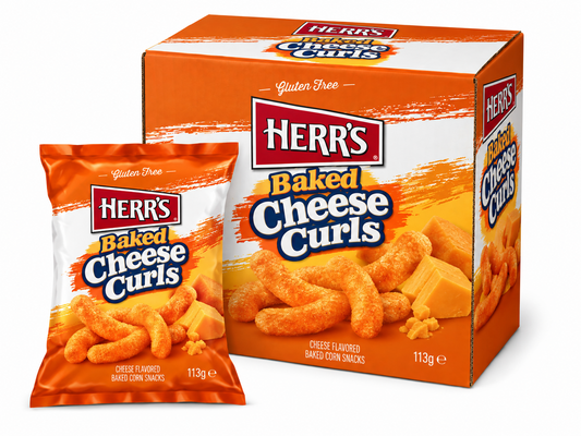 Herr's Baked Cheese Curls EU — Case of 80 × 113g