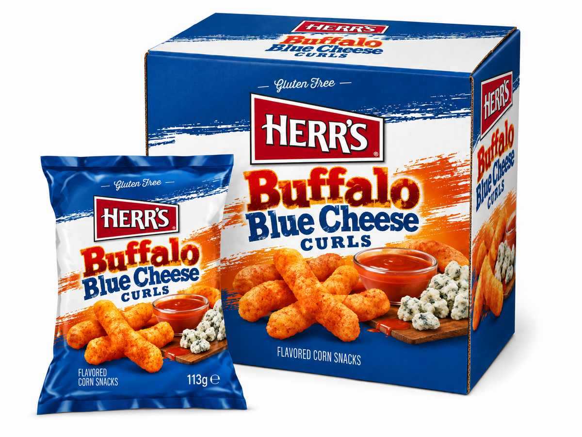 Herr's Buffalo Blue Cheese Curls EU — Case of 12 × 113g